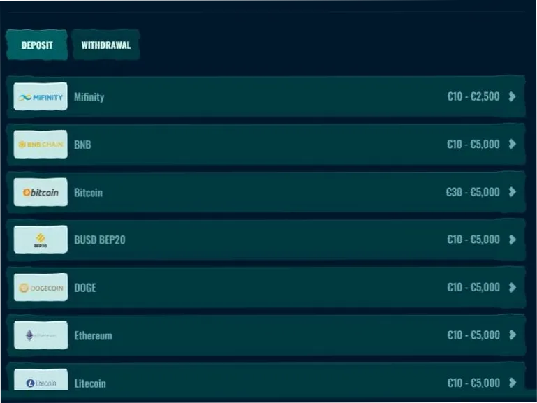 Métodos de depósito en Spinanga Casino